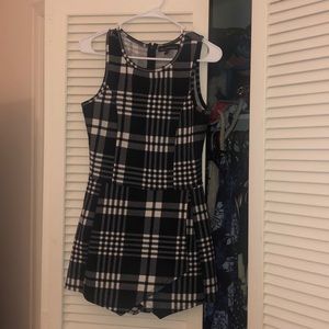 Checkered plaid skirt romper